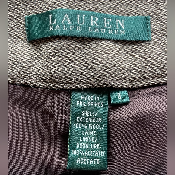 Lauren Ralph Lauren, 100% Wool, Lined Wide Leg Pant. Brown/Camel Tweed, Size 8 - Picture 5 of 9